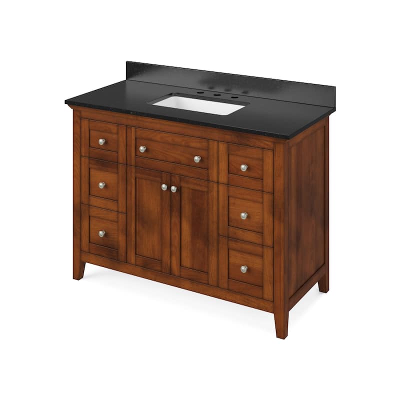Jeffrey Alexander VKITCHA48-GRANITE Chatham 48" Free Standing Vanity - Chocolate / Black - Natural Finish
