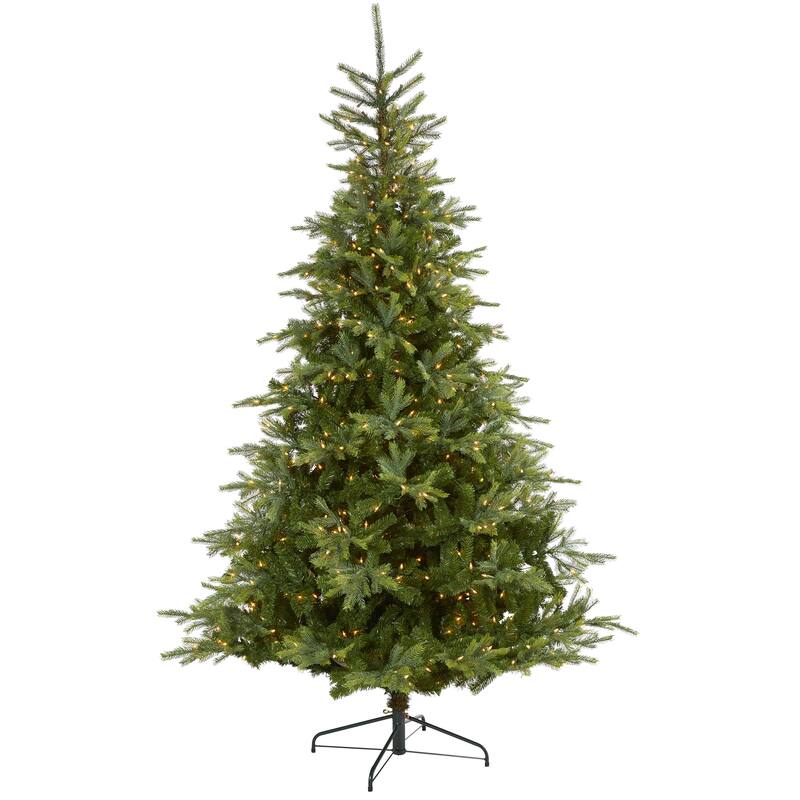 8’ Pre-Lit North Carolina Spruce Artificial Christmas Tree, Clear LED Lights - 8 Foot