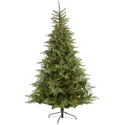 8’ Pre-Lit North Carolina Spruce Artificial Christmas Tree, Clear LED Lights - 8 Foot
