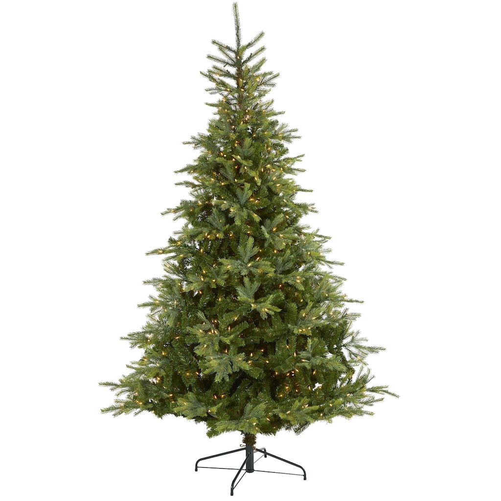 8’ Pre-Lit North Carolina Spruce Artificial Christmas Tree, Clear LED Lights - 8 Foot