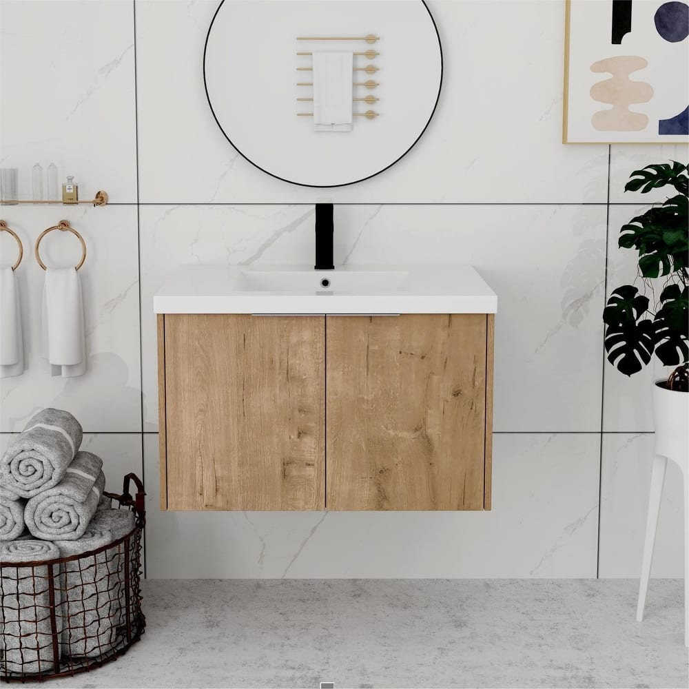 Bathroom Vanity With Sink In 24/30/36 Inch, Floating Bathroom Vanity With Soft Close Door