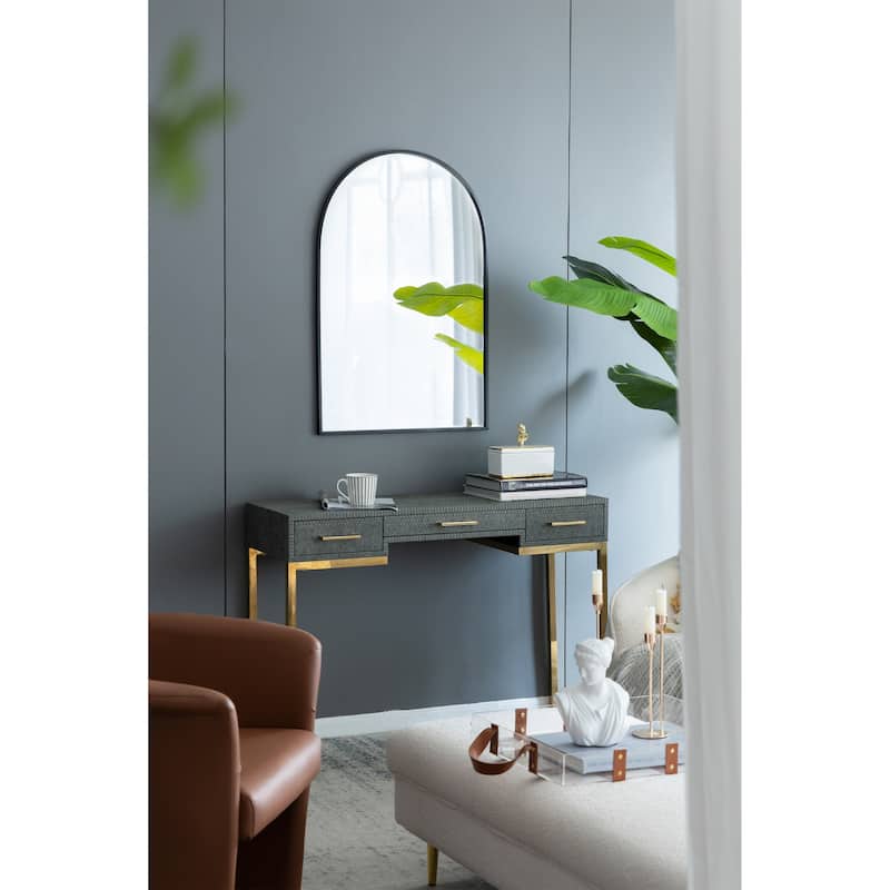 Black Arched Mirror with Metal Frame
