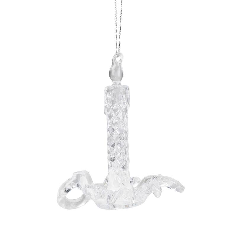 Candlestick with Holly Leaf Christmas Ornaments - 4" - Set of 4