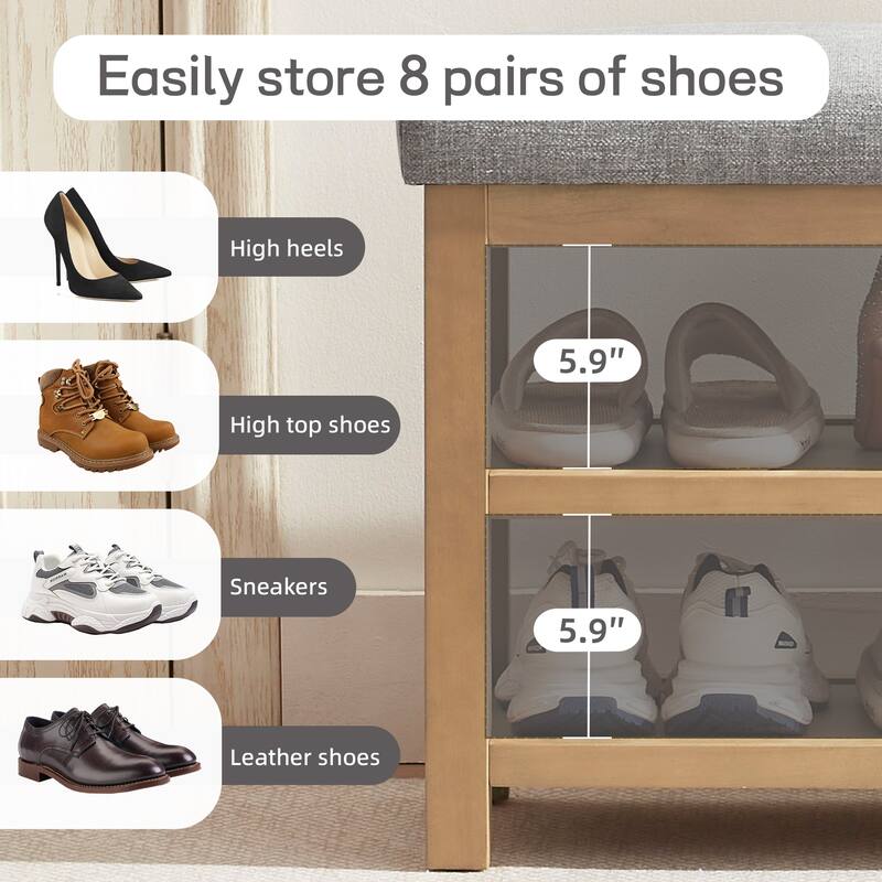 HUIMO Multi-Functional Modern Entryway Double Layer Shoe Bench 39 inch