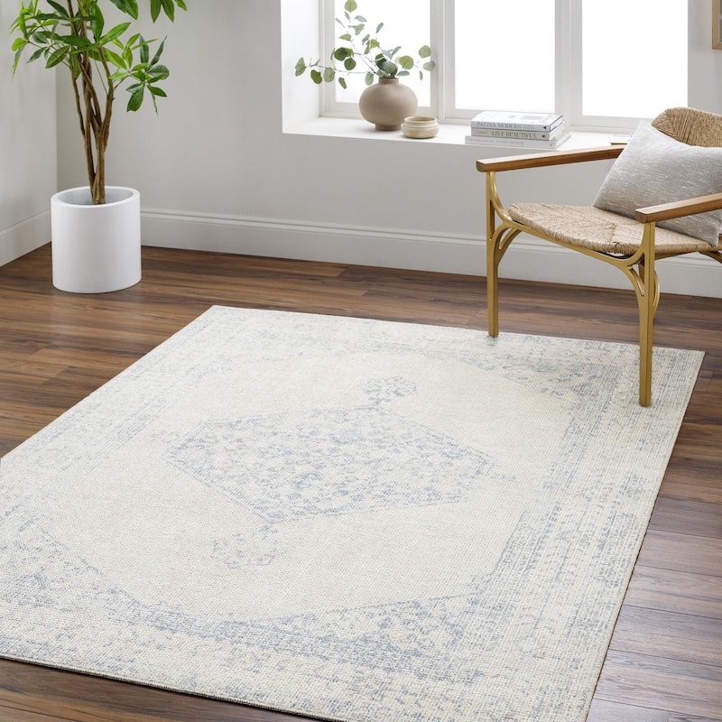 Livabliss Downtown Casual Medallion Area Rug - Gray/Tan/Denim/Sky Blue - 6' 7" x 9'