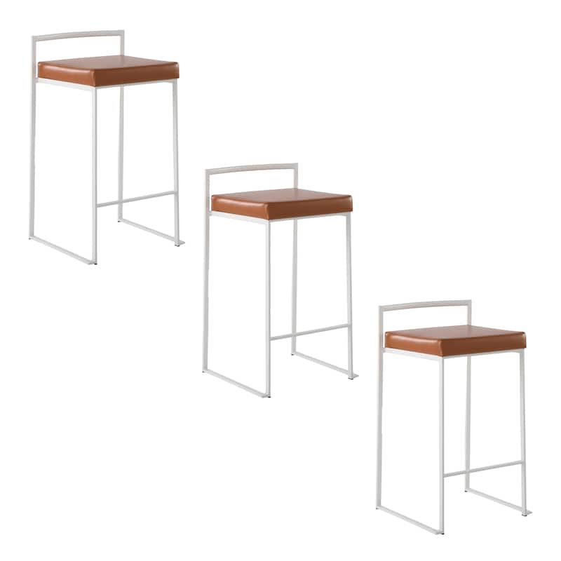 Porch & Den Forrest White Stackable Fully Welded Counter Stool (Set of 3)