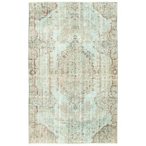 ECARPETGALLERY Hand-knotted Color Transition Light Blue Wool Rug - 5'3 x 8'6