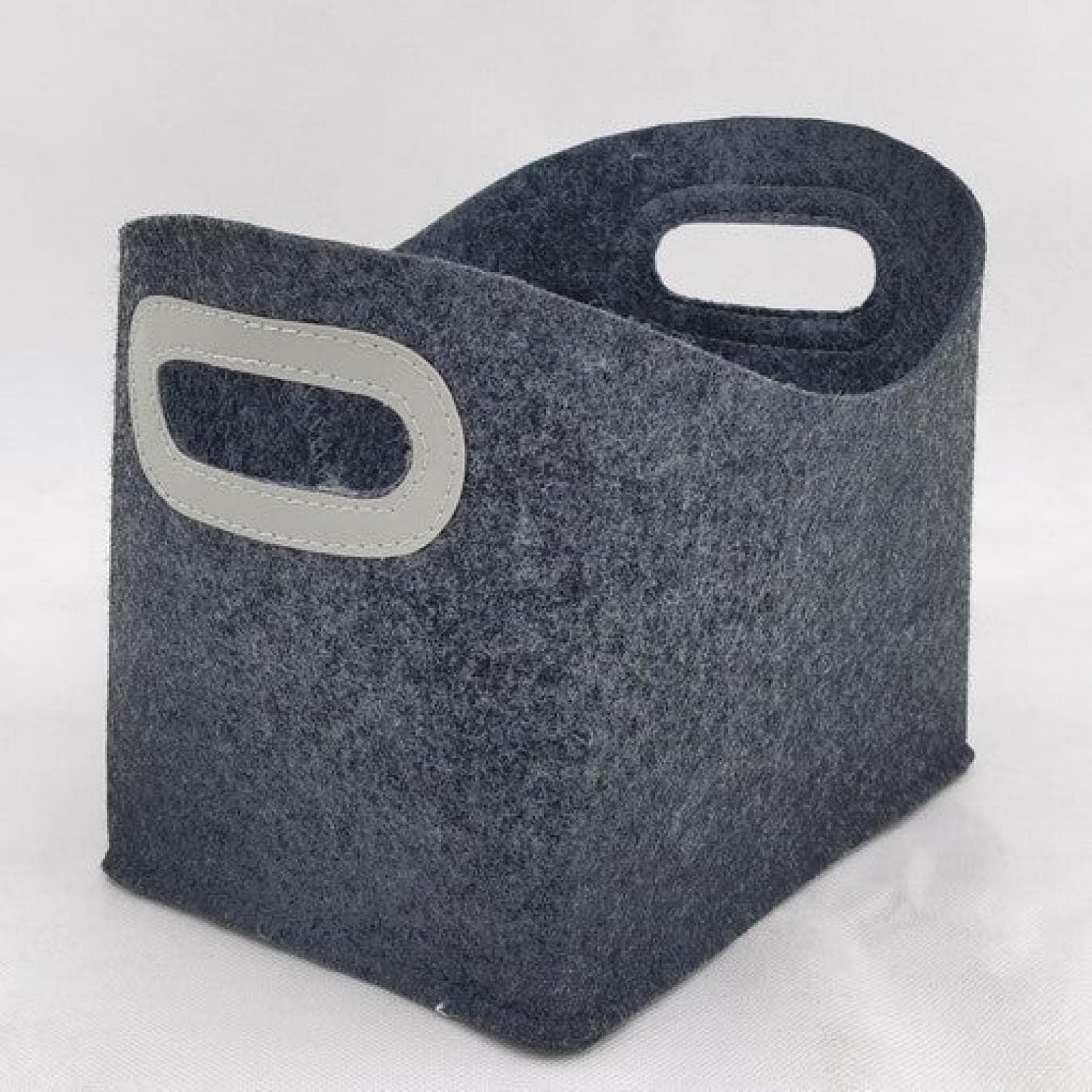 Dark Gray Fabric With Light Gray Handles Basket