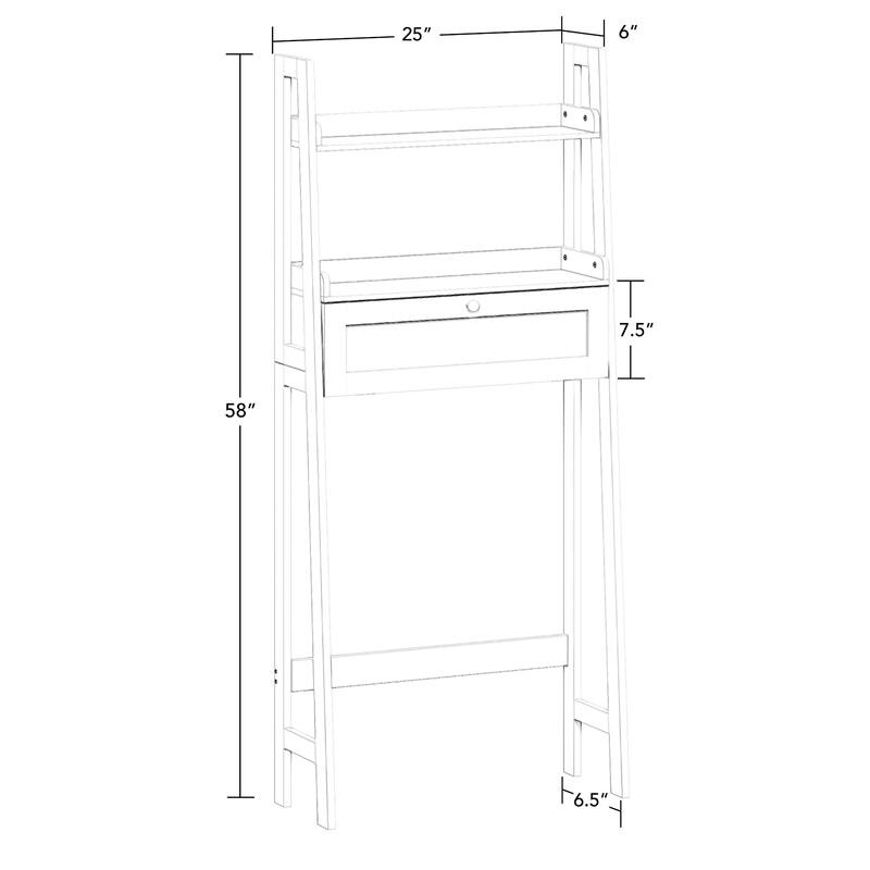 RiverRidge Amery Over the Toilet Bathroom Spacesaver Wall Medicine Storage Shelves with Drop Down Door - White