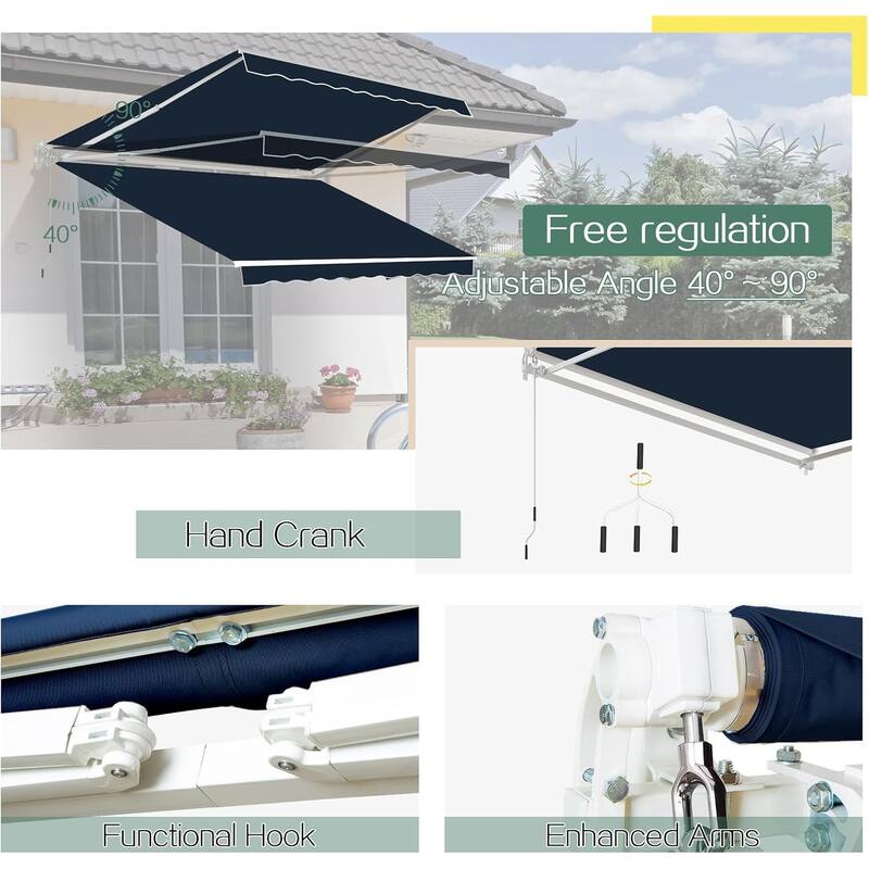 AECOJOY Manual Retractable Patio Awning Outdoor Sunshade Shelter (Cover Only)