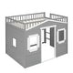 preview thumbnail 4 of 12, Gray+White Full Size Solid Wood House Loft Bed With Ladder for Kids, Boys and Girls, Bedroom