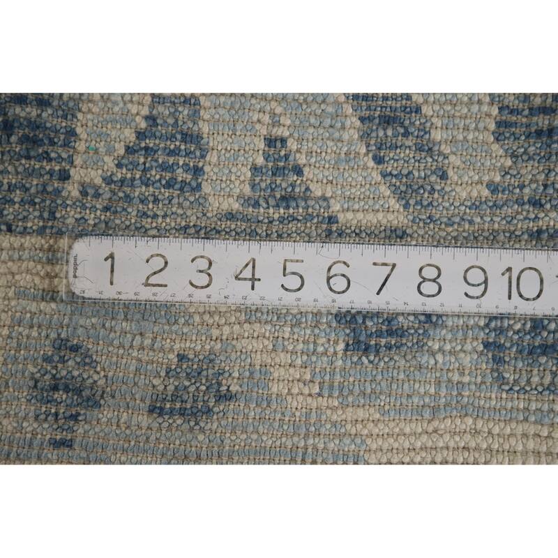 Hand Knotted Oriental 100% Wool Carpet Transitional All-Over Navy Blue & Blues Oushak Area Rug - 11' 10'' X 7' 11''
