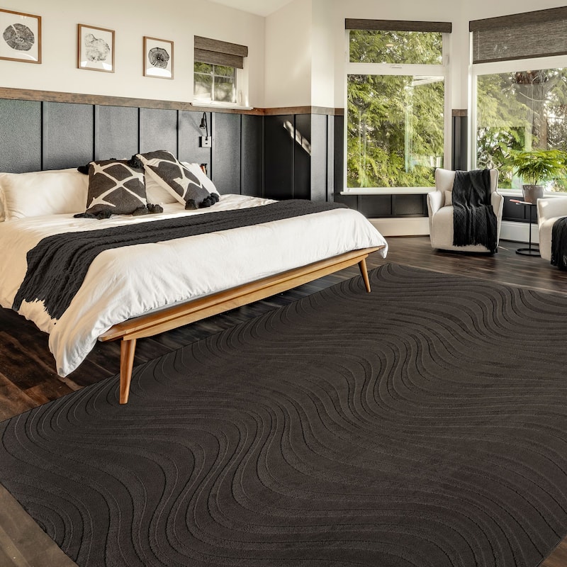 Gertmenian Vida Lomira Soft Polyester High-Low Carved Non-Slip Shag Indoor Area Rug