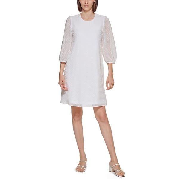 Calvin Klein Women's Clip Dot Shift Dress White Size 2Petite - Bed Bath &  Beyond - 40628573