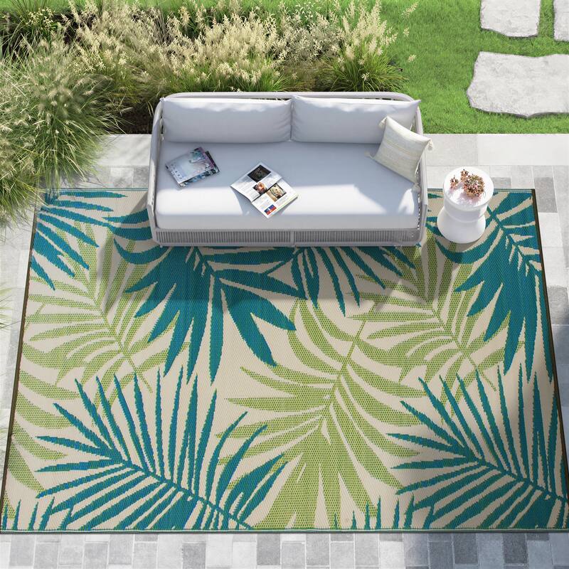 Bahama Palm Frond Floral Indoor/Outdoor Area Rug - 7'10"x10' - Multi