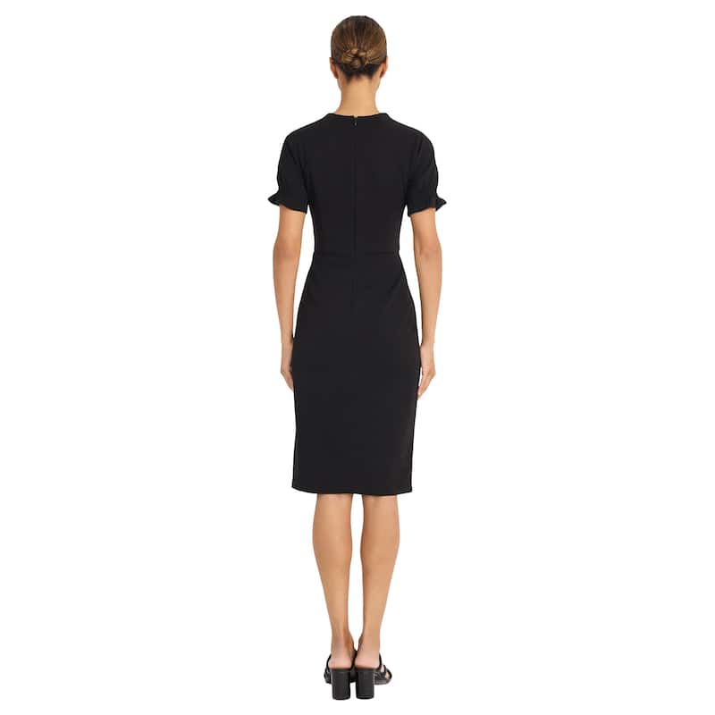 Maggy London V Neck Sheath Dress - Black - 4