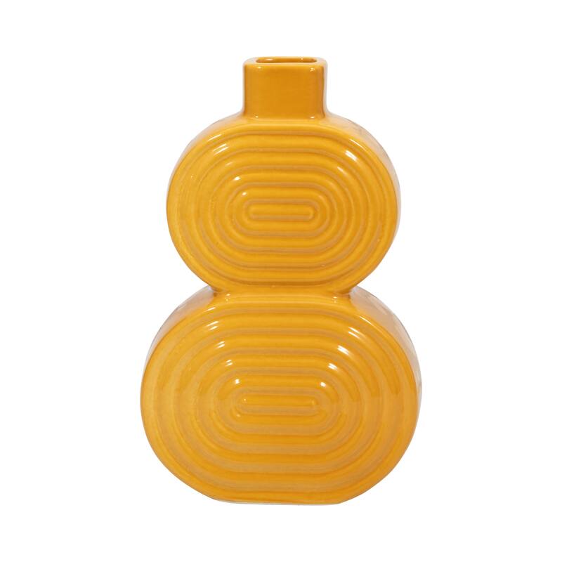 Sagebrook Home Stacked Circle Vase - 6" x 3" x 10" - Circles Gold