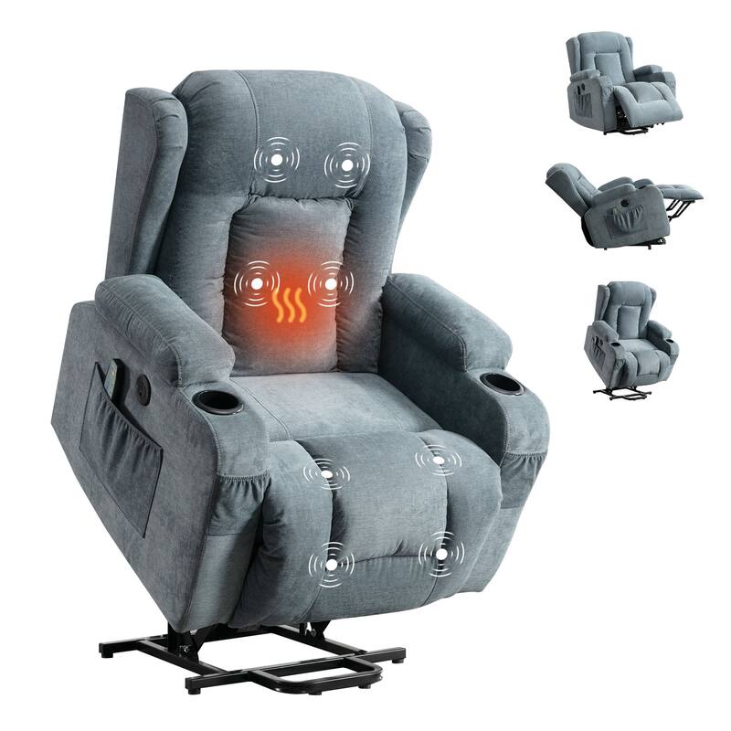 Power Lift Recliners for Elderly with Heat for Living Room with Infinite Position and Side Pocket,USB Charge Port