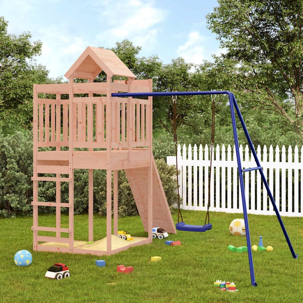 vidaXL Swing Set Outdoor Backyard Wooden Playground Equipment for Kids Age 3-8