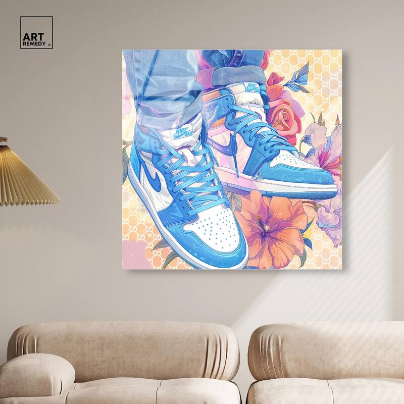 Sneakers in Bloom Acrylic by Art Remedy, Ready to Hang