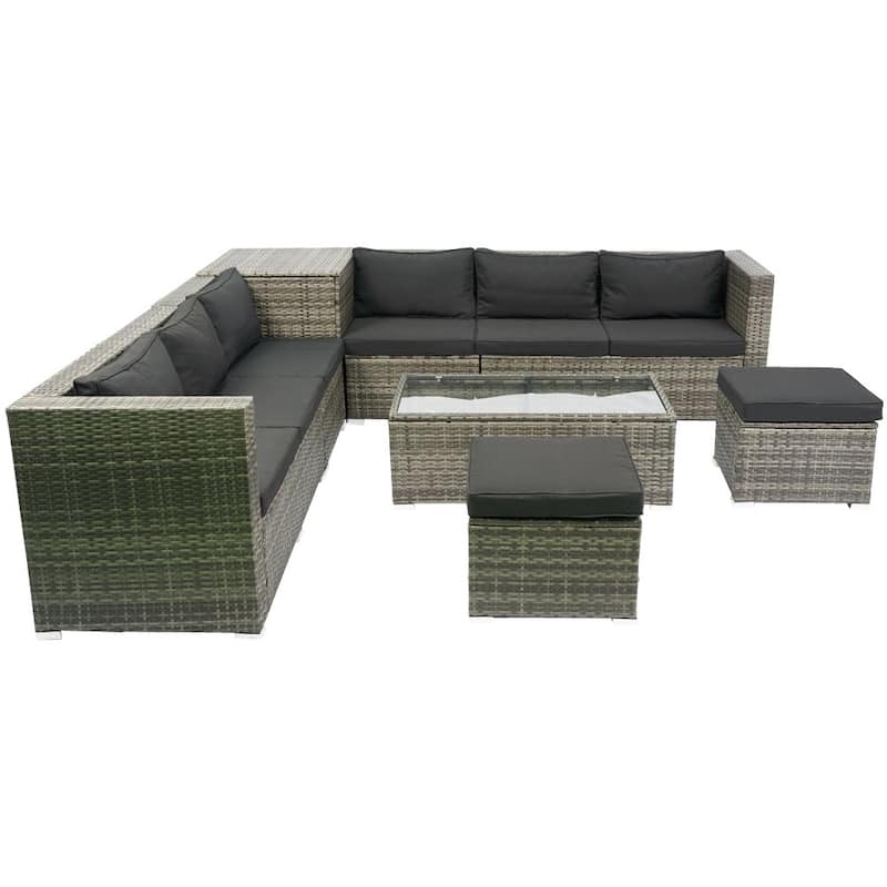 8 Piece Patio Sectional Wicker Rattan Outdoor Furniture Sofa Set