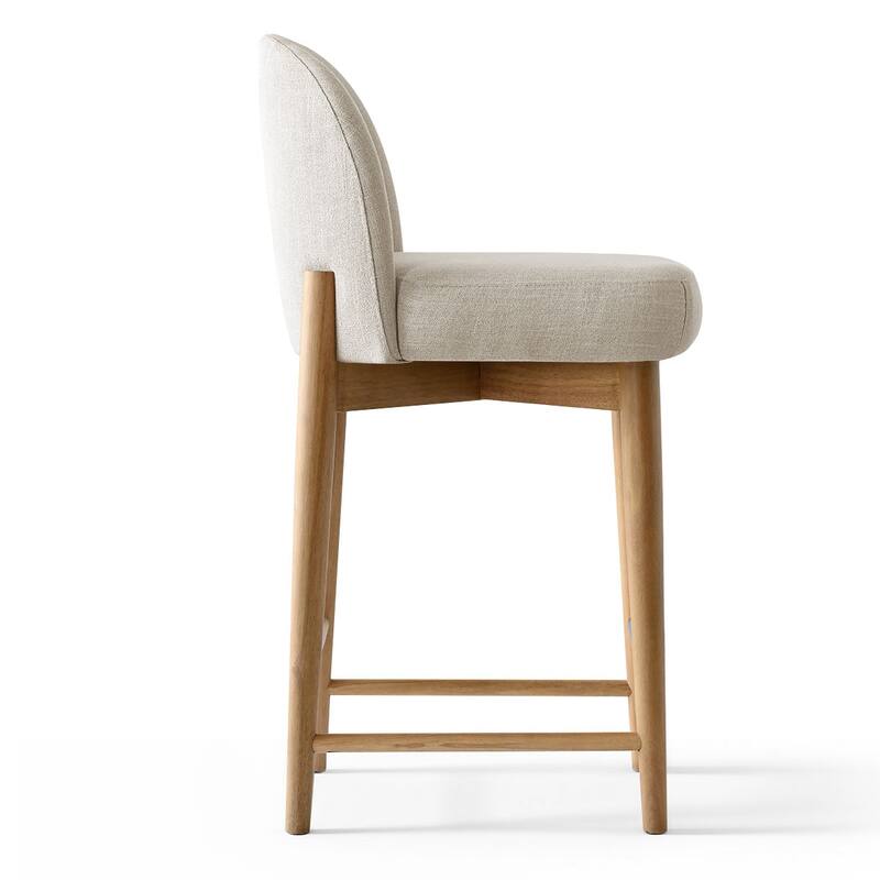 25.5" Seat Height Upholstered Counter Stool With Solid Wood Legs (Set of 4)