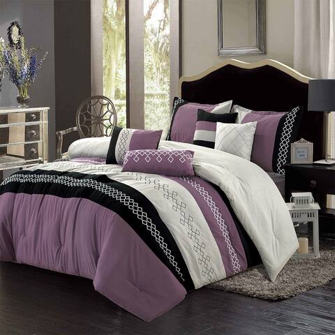 Wellco Bedding Comforter Set Bed In A Bag - 7 Piece Luxury Myrtle microfiber Bedding Sets - Oversized Bedroom Comforters