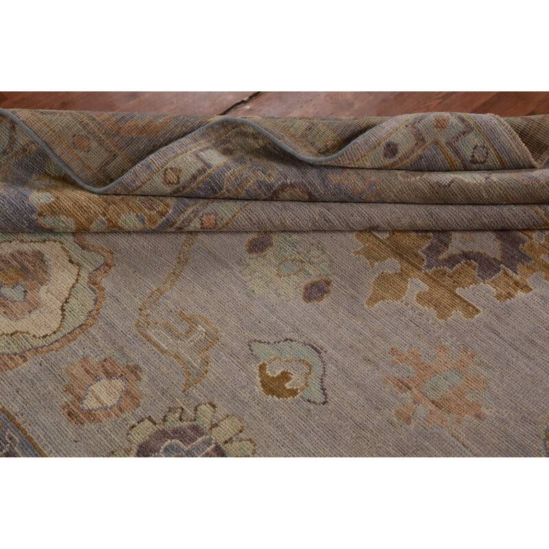 Hand Knotted Oriental 100% Wool Carpet Transitional All-Over Greys & Charcoal Oushak Area Rug - 10' 7'' X 7' 11''