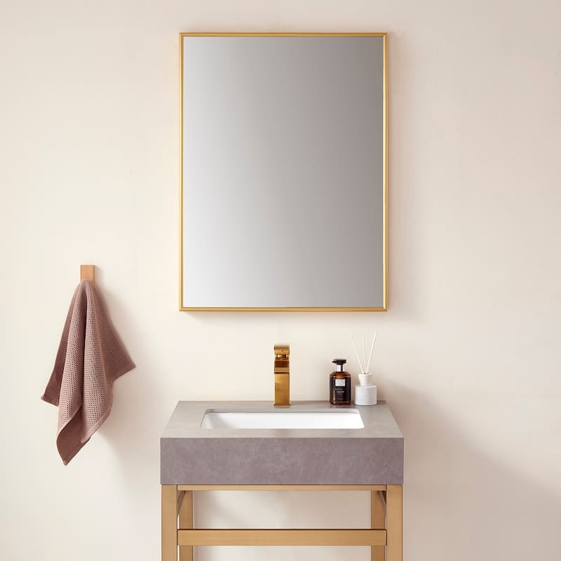 Viella 24" Bathroom Vanity Aluminum Framed Wall Mirror in Gold