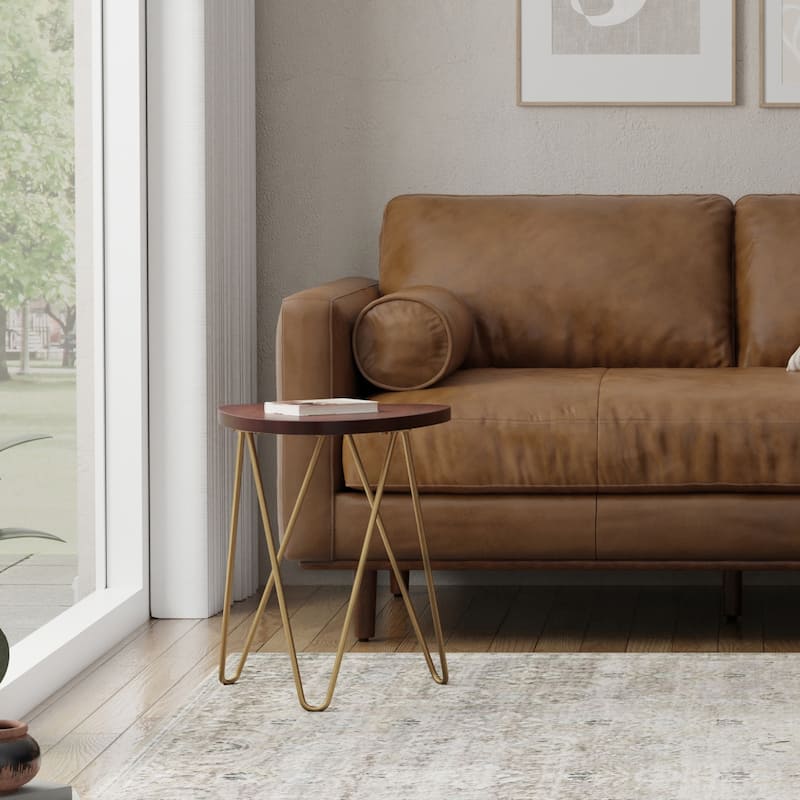 WYNDENHALL Tillman Modern 18 inch Wide Metal and Wood Accent Side Table - 18 W x 18 D x 21 H - Dark Brown