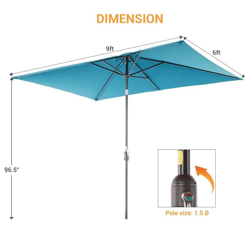 LIVOOSUN 6x9Ft Patio Market Umbrella Weather-Resistant Table Umbrella