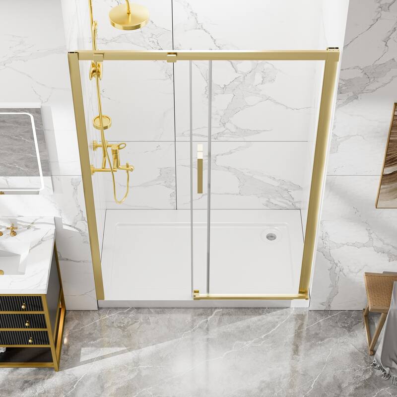 Modland 44-48" x 74'' Adjustable Sliding Shower Door, 5/16" SGCC Tempered Glass, Framed Enclosure with 304 Stainless Handle