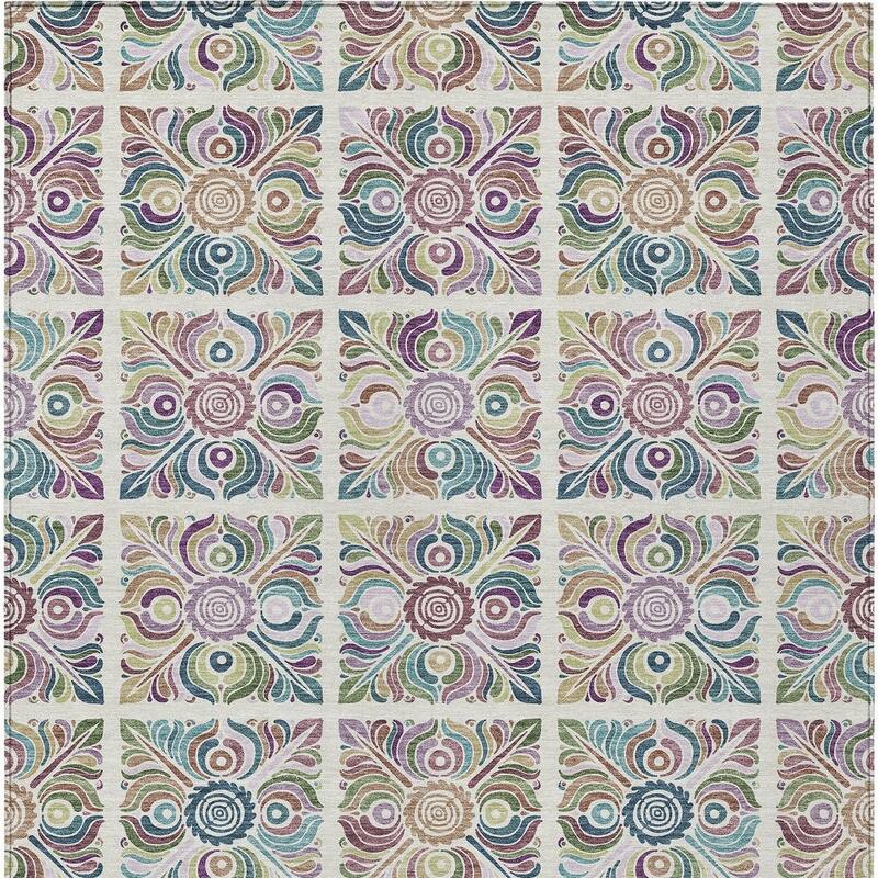 HomeRoots Medallion Transitional Rectangle Outdoor Rug