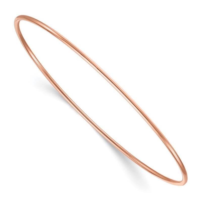 Curata 14k Rose Gold 8" 1.5mm Polished Thin Slip on Bangle Bracelet