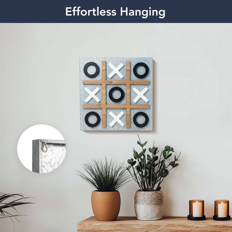 Magnetic Tic Tac Toe Wall Game Board - Black & White (15" x 15") - Multi-Color - 15" x 15"