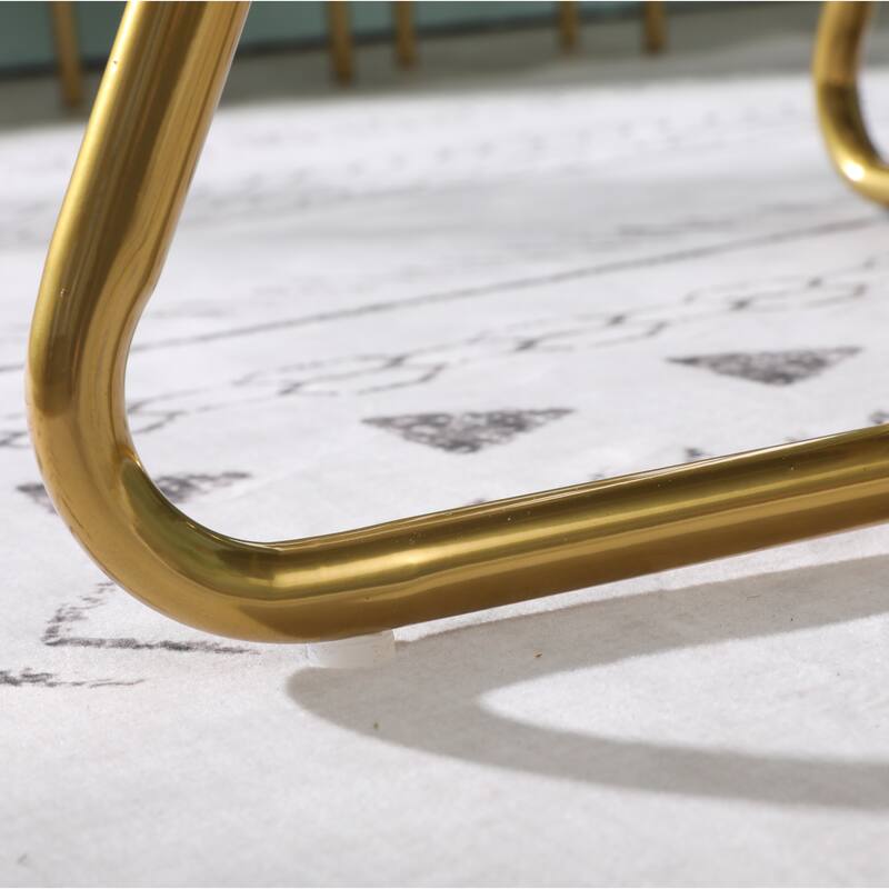Green Modern 28" Polyester Upholstered Accent Chair with Gold Tone Finished Base and Metal Sled Legs