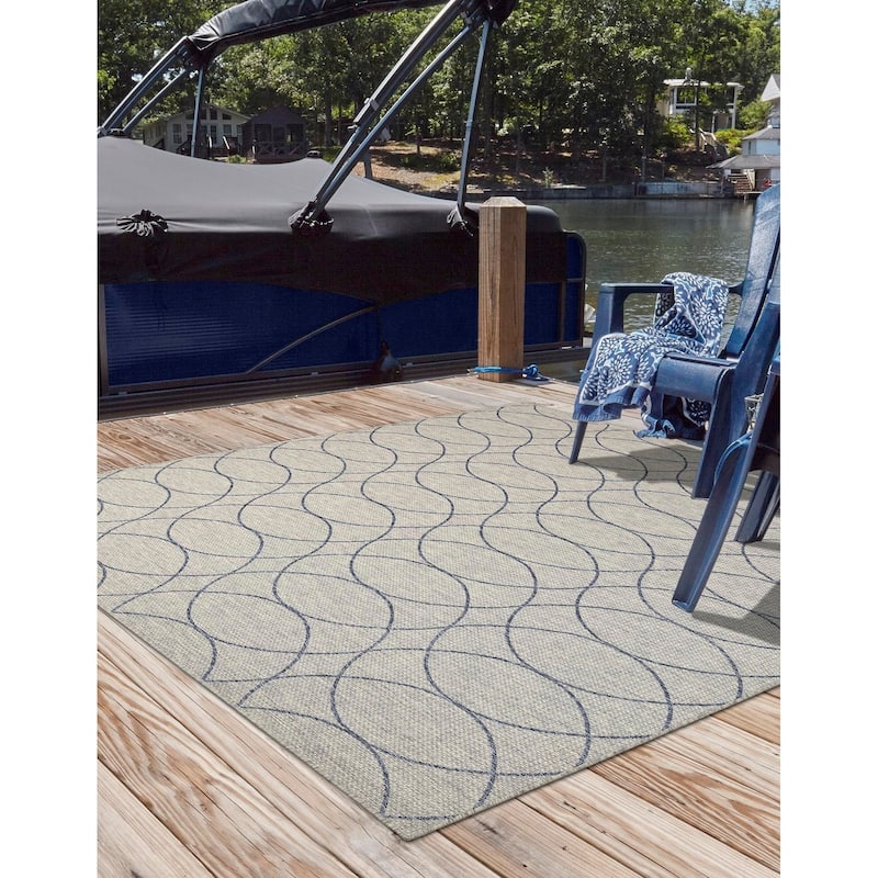 Outdoor Khence Collection Area Rug - Gray Blue - 10' Square