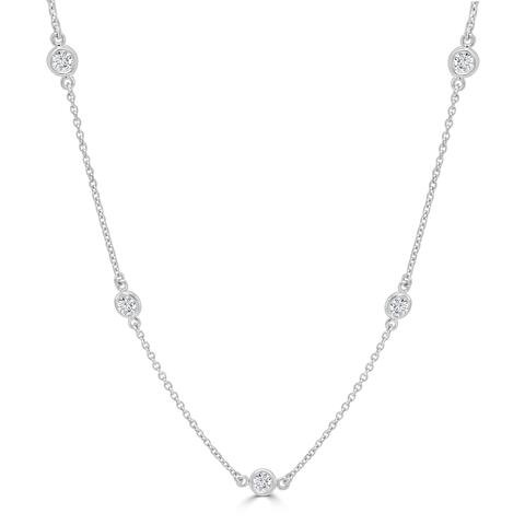 Diamond Station Necklace 14K White Gold by Joelle Collection