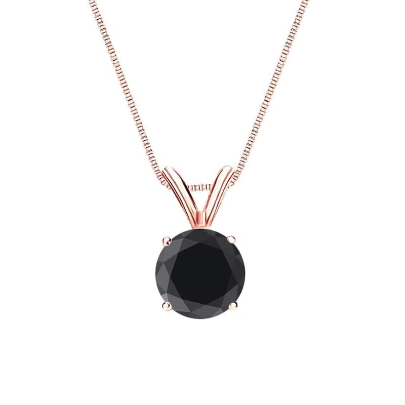 Auriya 1ctw Solitaire Black Diamond Necklace 14k Gold