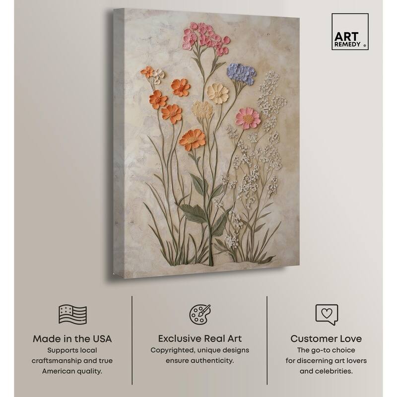 Sculpted Flora Frieze IV Canvas by Art Remedy, Gallery Wrapped
