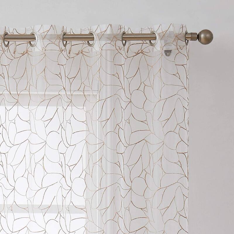 Olivia Embroidered Voile Sheer Grommet Curtain Panels for Any Room