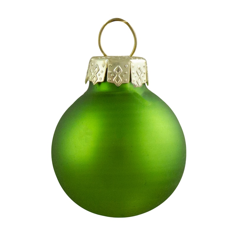 24ct Kiwi Green 2-Finish Glass Ball Christmas Ornaments 1" (25mm)