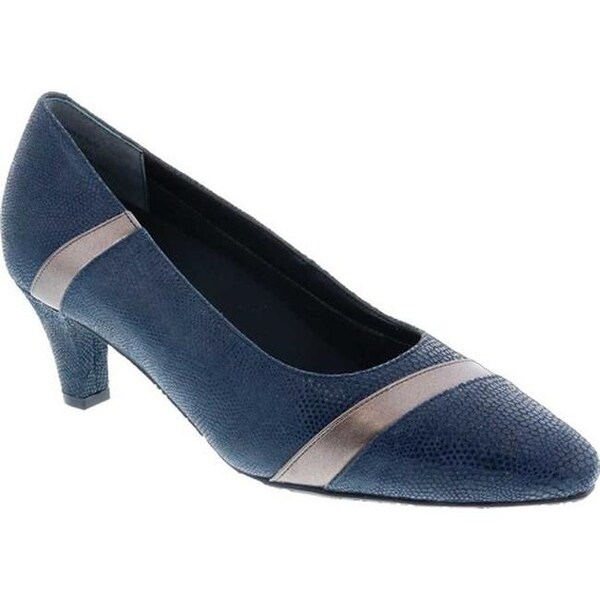 Shop Ros Hommerson Women's Kiwi Pointed Toe Pump Navy/Pewter Lizard ...
