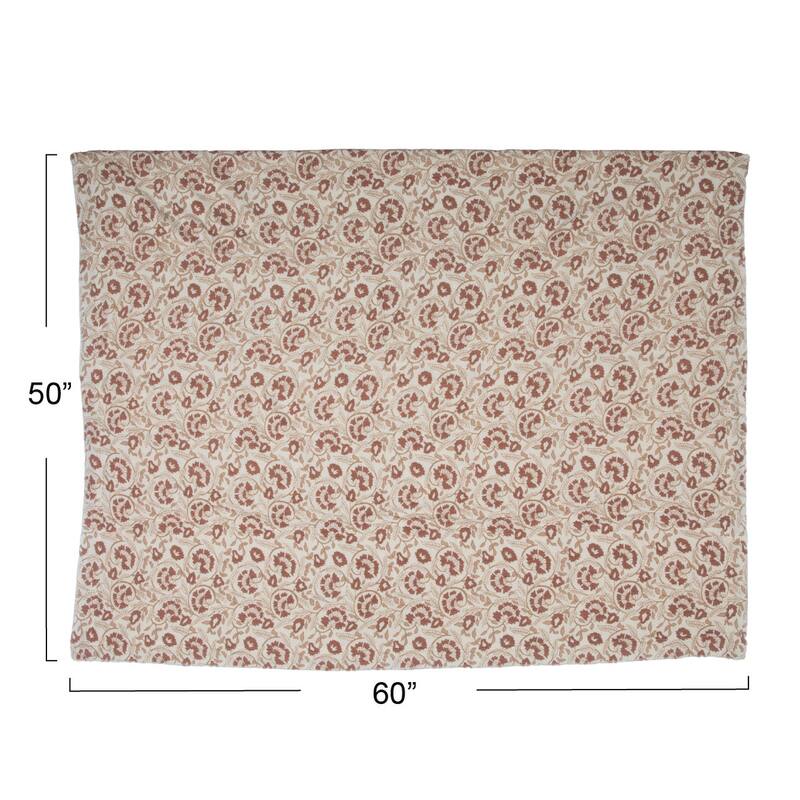 Woven Cotton and Sherpa Throw Blanket - Multi - 60.0"L x 50.0"W x 0.3"H