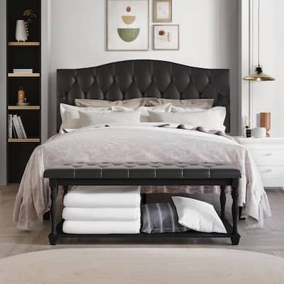 CraftPorch 2 Piece Bedroom Bench Set Transitional Button Tufted Bed