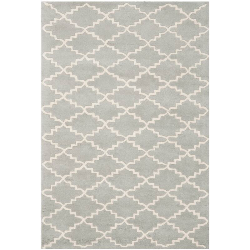 SAFAVIEH Handmade Chatham Carlota Modern Moroccan Wool Rug - 3' x 5' - Light Blue/Ivory - Rectangle