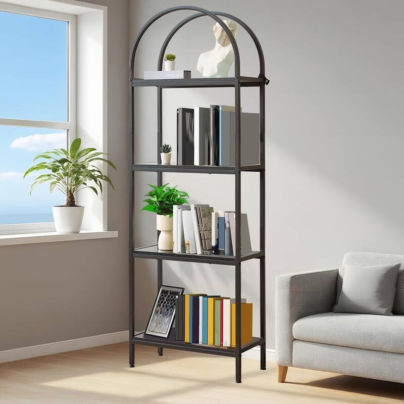 4-Tier Modern Storage Arched Display Rack, Bookshelf for Bedroom, Living Room - N/A