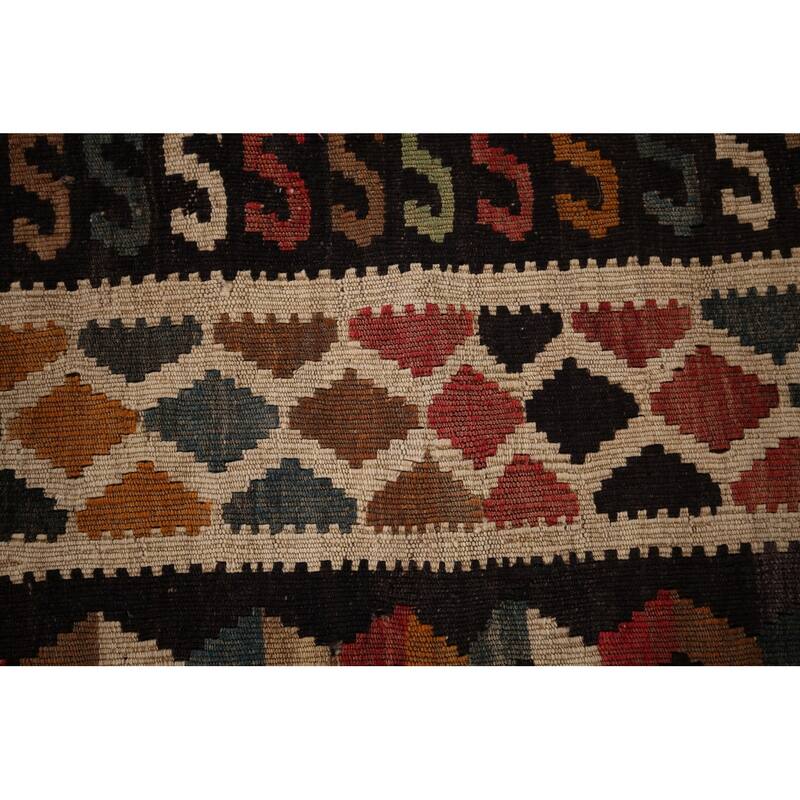 Vegetable Dye Tribal Kilim Qashqai Persian Vintage Wool Carpet - 5'3" X 8'3"