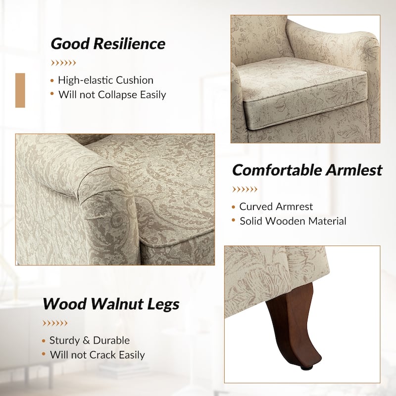Samouel Modern Floral Upholstered Armchair with Wingback Design by HULALA HOME