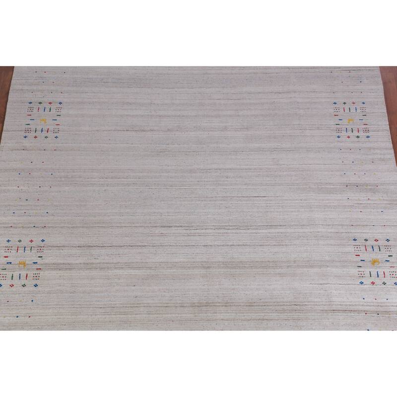 Hand Knotted Oriental 100% Wool Carpet Tribal Animal Pictorial Greys & Charcoal Gabbeh Area Rug - 10' 1'' X 8' 1''